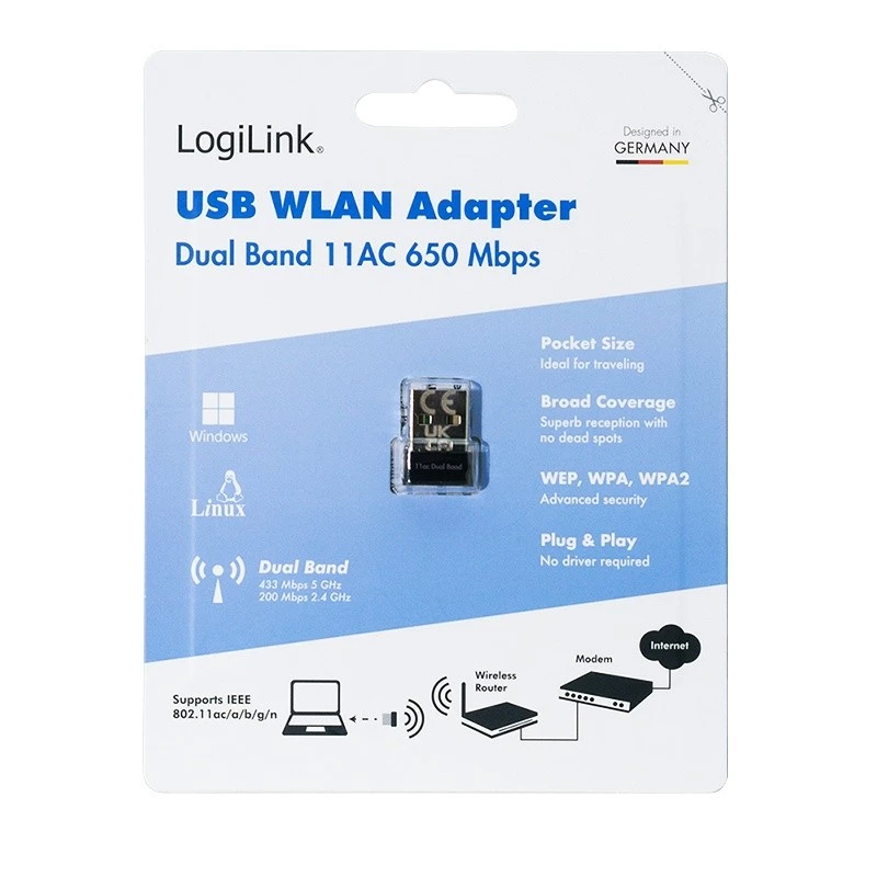 Belaidis USB WLAN adapteris, 11ac, 650 Mbit/s