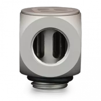 Thermal Grizzly DeltaMate Rotary 90° – vandens aušinimo jungtis, matinis nikelis, 1 vnt. (TG-DM-FIT-0203)
