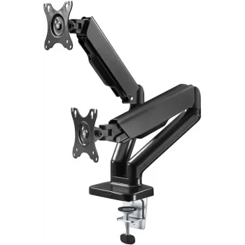 Goobay Desk Mount | Dvigubas monitoriaus laikiklis su dujine spyruokle | Sukiojamas, Pakreipiamas, Sukamas | 17-32 col. | Maks. svoris 9 kg | Juodas