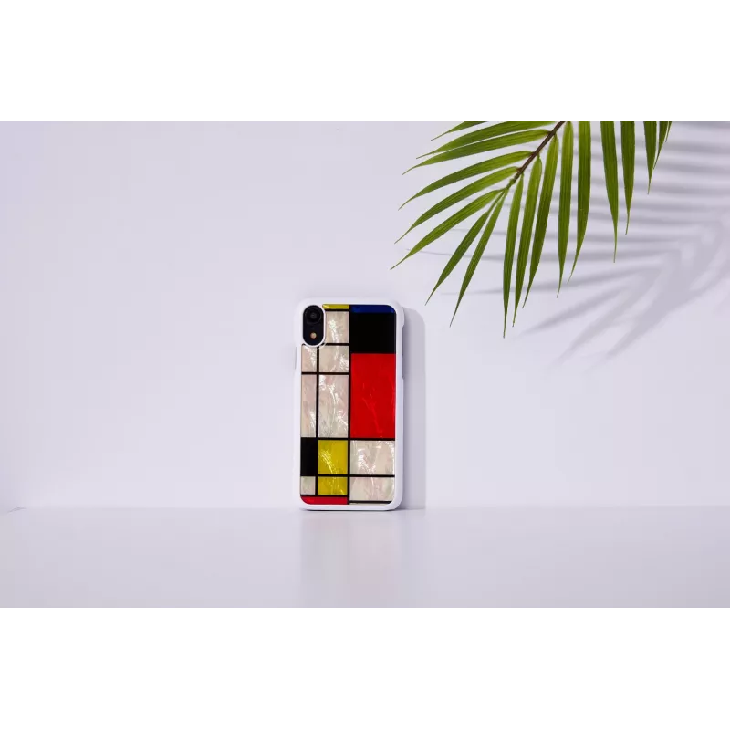 Dėklas išmaniajam telefonui iKins iPhone XR Mondrian White — apsauginis kietas nugarėlės dangtelis