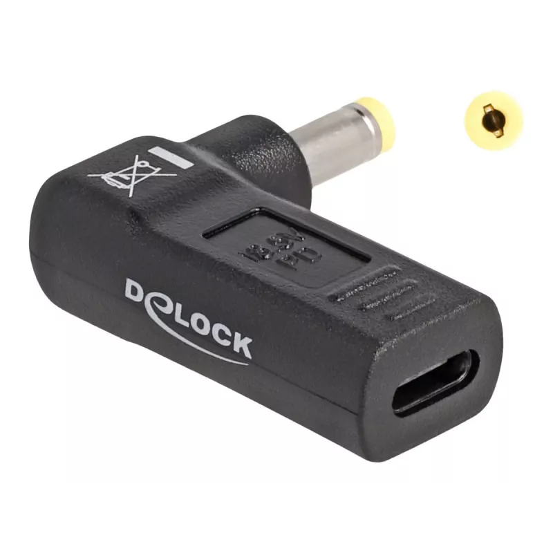 DeLOCK adapteris USB Type-C moteriškas į HP 4,8 x 1,7 mm vyriškas 90° kampu