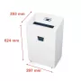 Smulkintuvas HSM Pure 420 — dalelių pjovimas P-4, 24 cm darbinis plotis, 15 lapų talpa, 35 L krepšelis, balta