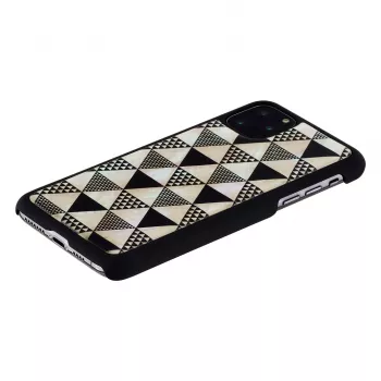 Dėklas iKins iPhone 11 Pro Max, juodas, piramidės tekstūra, apsauginis kietas apvalkalas