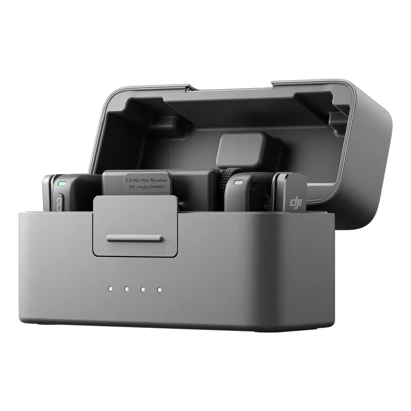 Belaidis mikrofonų rinkinys DJI Mic Mini (2 TX + 1 RX + Įkrovimo dėklas) – Tamsiai pilka