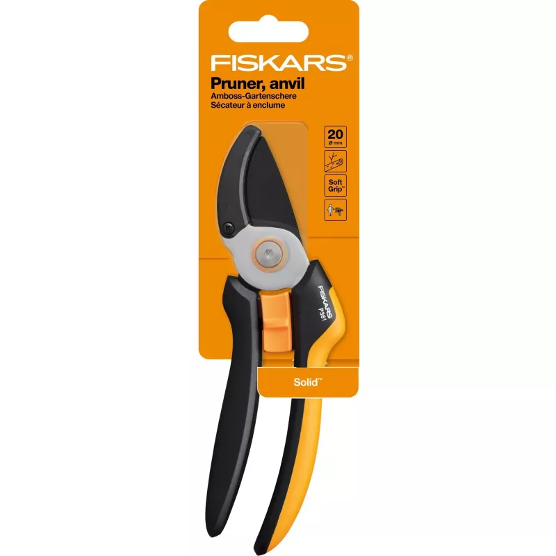 Fiskars Solid L P361 genėjimo žirklės Anvil juodos, oranžinės