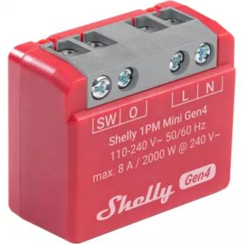 Shelly 1PM Mini Gen4 2 rinkinys – belaidė Wi-Fi relė su energijos matavimu, kompaktiškas modulis