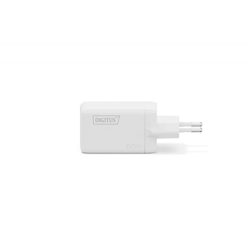 Sieninis įkroviklis DIGITUS DA-10303 67W GaN, 2× USB-C + 1× USB-A, 100–240 V, baltas