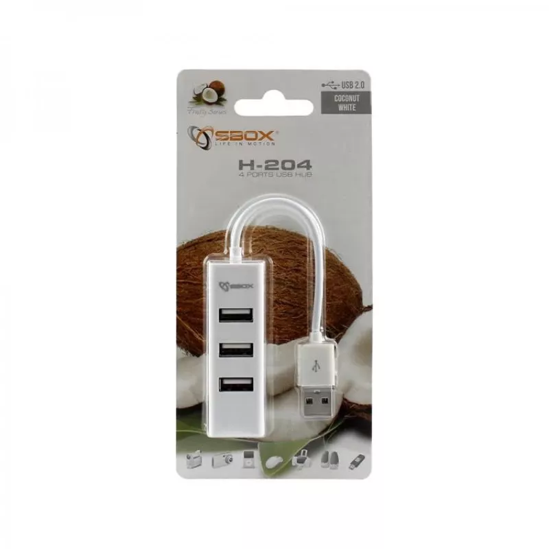 Sbox H-204W USB 4 prievadų šakotuvas Kokoso baltas