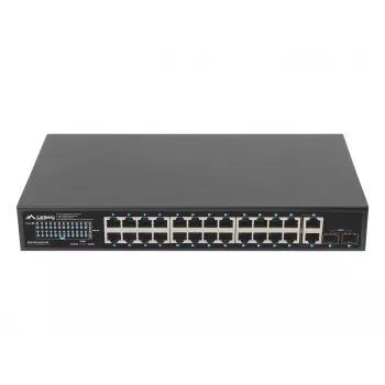 Nevaldomas PoE+ komutatorius Lanberg RSGE-24P-2GE-2S-250, 24 prievadai, montavimas į stovą