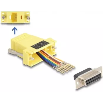 DeLOCK D-Sub 15 pinų moteriškas į RJ45 moteriškas surinkimo rinkinys geltonas