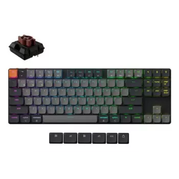 Mechaninė klaviatūra Keychron K1X-B3 – 80 % formos faktorius, USB + Bluetooth, QWERTY anglų, 87 klavišų, RGB, pilka
