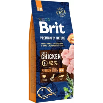 BRIT Premium by Nature Senior Small&Medium Chicken sausas šunų ėdalas 15 kg