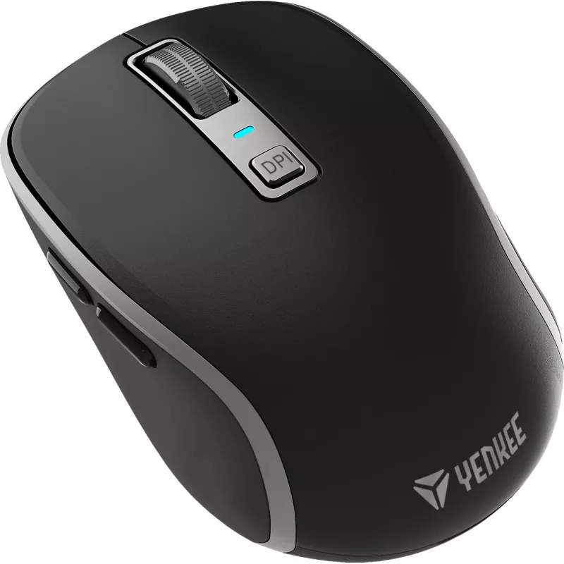 Dvigubas WiFi+Bluetooth belaidė pelė, įkraunama baterija, 5 mygtukai – Yenkee YMS 2085BK NOBLE