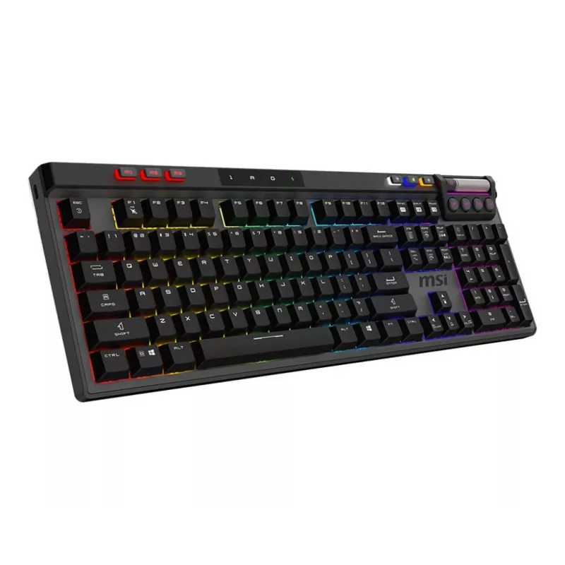Mechaninė žaidimų klaviatūra MSI Strike Pro W Silent US išdėstymas RGB apšvietimas, laidas, tylūs lytėjimo jungikliai