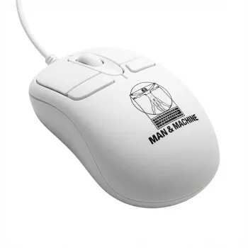 Laidinė ambidekstrinė kompiuterinė pelė ManMachine Mighty Mouse 5, USB Type-A, 5 mygtukai, balta