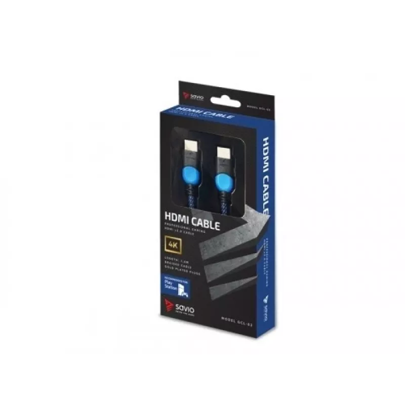 Savio GCL-02 HDMI kabelis 1,8 m HDMI A tipas (Standartinis) Juoda,Mėlyna