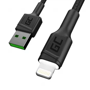 Laidas Lightning – USB A Green Cell KABGC12, 2 m, juodas