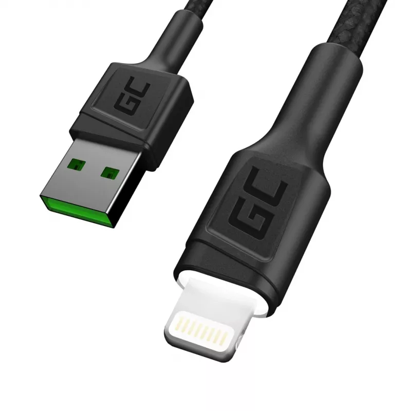 Laidas Lightning – USB A Green Cell KABGC12, 2 m, juodas