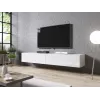 TV stovas Cama Meble SLIDE 200 — 2000×400×300 mm, baltas blizgus MDF stalviršis, baltas rėmas