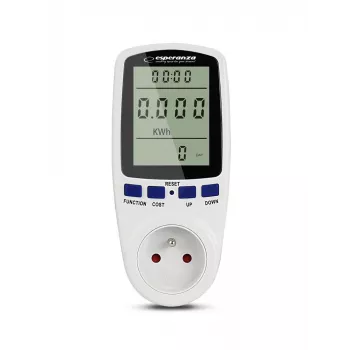 Energijos sąnaudų matuoklis ESPERANZA ELA103 su LCD ekranu — 16 A, 3680 W, 230 V, 50–60 Hz