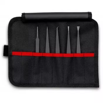 ESD pincetas Knipex 92 00 05 juodas plokščias smailus išlenktas tiesus