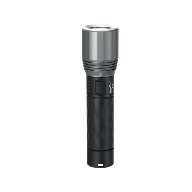 Nešiojamas žibintuvėlis Nextool T10 — 2000 lm, 220 m spindulys, USB-C, IPX7, aliuminio korpusas, 152 mm