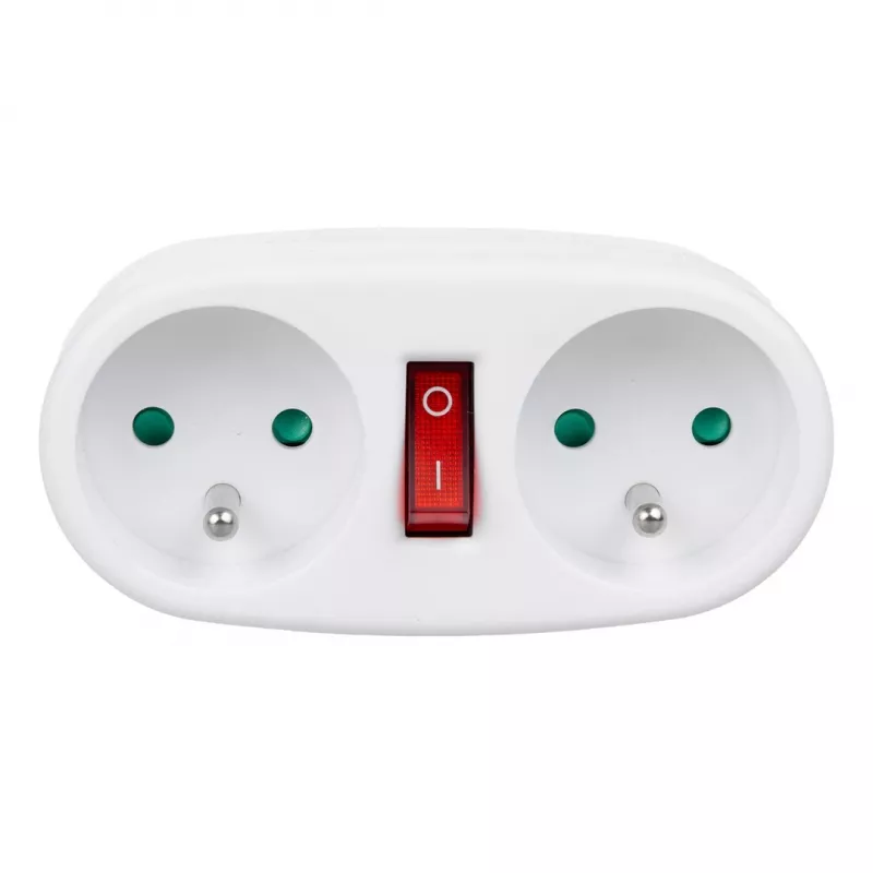Maclean Current Outlet kištukinis lizdas, šakutės skirstytuvas su 2 lizdais ir grandinės pertraukikliu, E tipas, 2x16A, MCE337 E