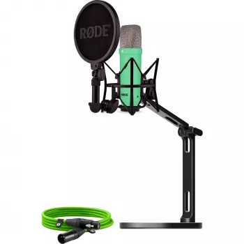 Mikrofonas RODE NT1 Signature + XLR laidas + stalinė studijos ranka, šviesiai žalia, rinkinys