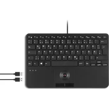 Perixx PERIBOARD-526 H DE Black kompaktiška klaviatūra su trackball