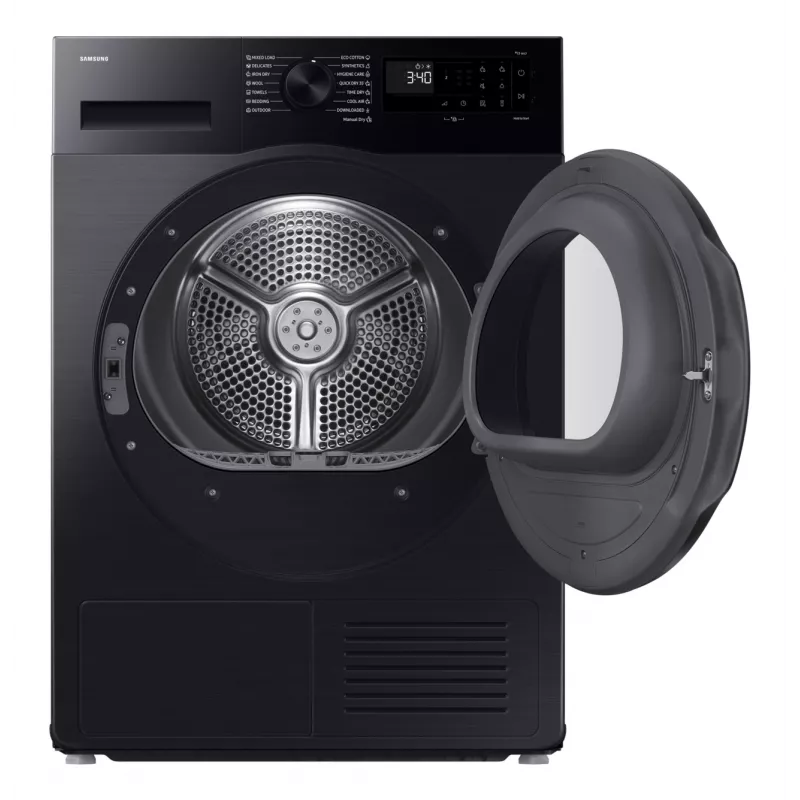 Samsung džiovintuvas DV90DG52A0ABLE, juodas, SpaceMax, Higiene care, 9kg, A+++, šilumos siurblys, Black