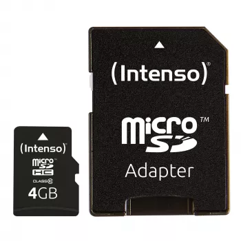 INTENSO atminties kortelė Micro SDHC 4GB Class 10 su adapteriu (3413450)