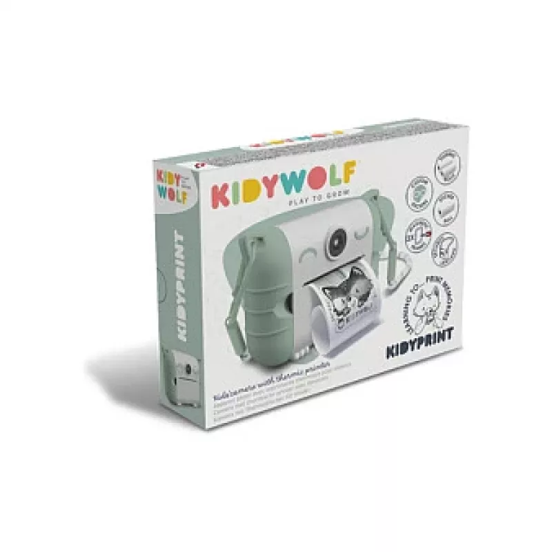 Vaikiška skaitmeninė momentinė kamera KIDYWOLF Kidyprint Green White su terminiu spausdintuvu