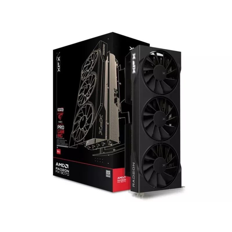 Vaizdo plokštė XFX Radeon RX 9070, 16 GB GDDR6, 256 bitų, PCIe x16, 2210 MHz, 3 ventiliatorių aušinimas