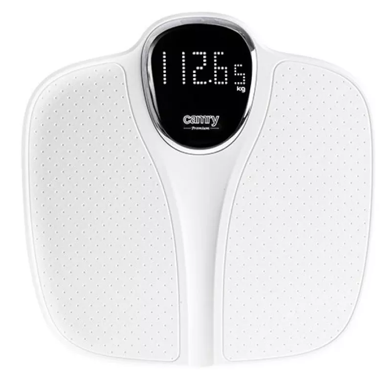 Svarstyklės vonios Camry CR 8171w – skaitmeninės, max 180 kg, 50 g tikslumas, KMI skaičiavimas, balta