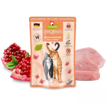 Šlapias ėdalas katėms Fox4Pets DeliCATessen veršiena ir triušis 85 g pakelis, pilnavertis ėdalas, be glitimo ir sojos