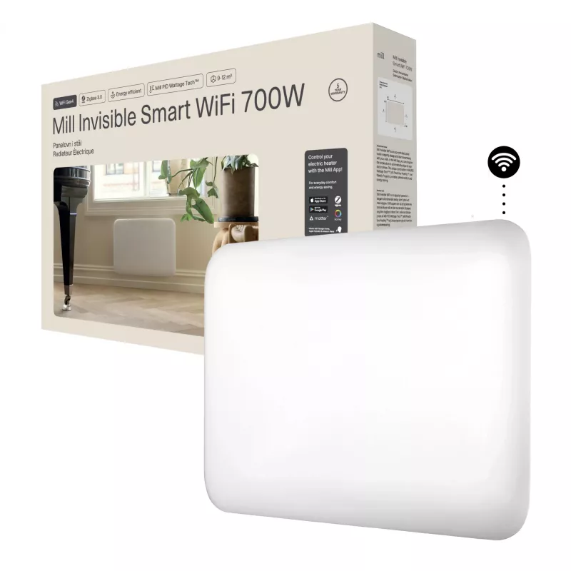 Mill Invisible Smart WiFi Šildytuvas PA700WIFI4 700 W, iki 12 m², Baltas, IPX4