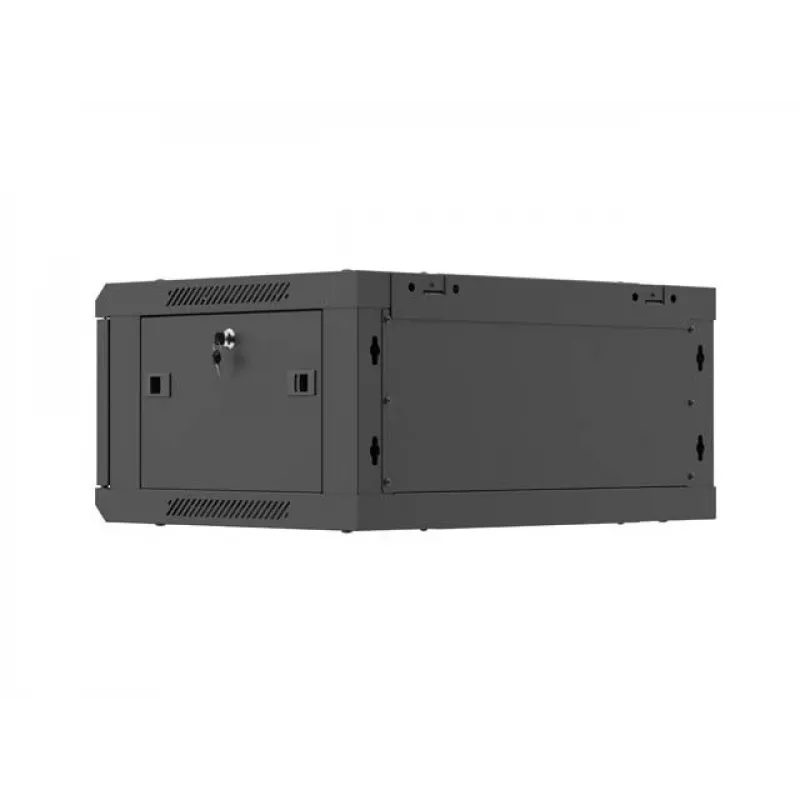 Sieninis 19 colių stelažo korpusas LANBERG 4U 600x450 mm juodas su metalinėmis durelėmis