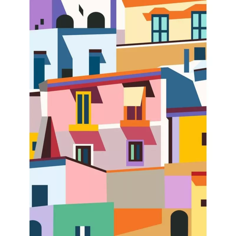 Tapybos rinkinys pagal numerius Ravensburger CreArt Canvas Edition: Colorful Houses, modelis 25527