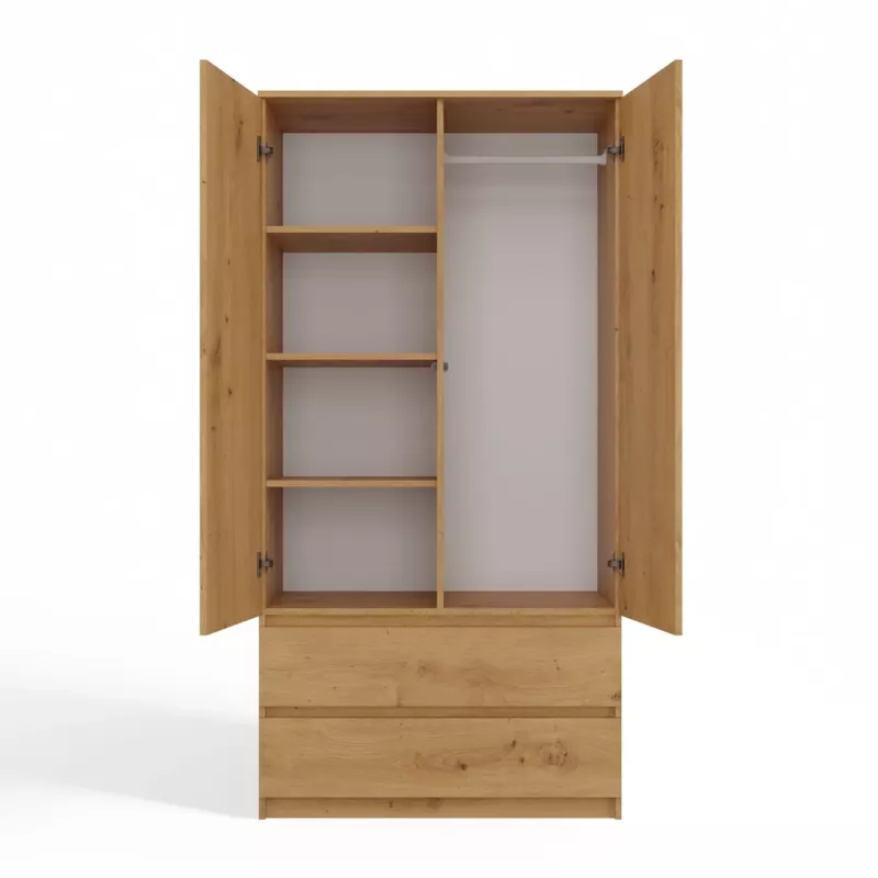 Topeshop SZAFA MALWA ART bedroom wardrobe/closet 5 shelves 2 durelės(s) ąžuolas