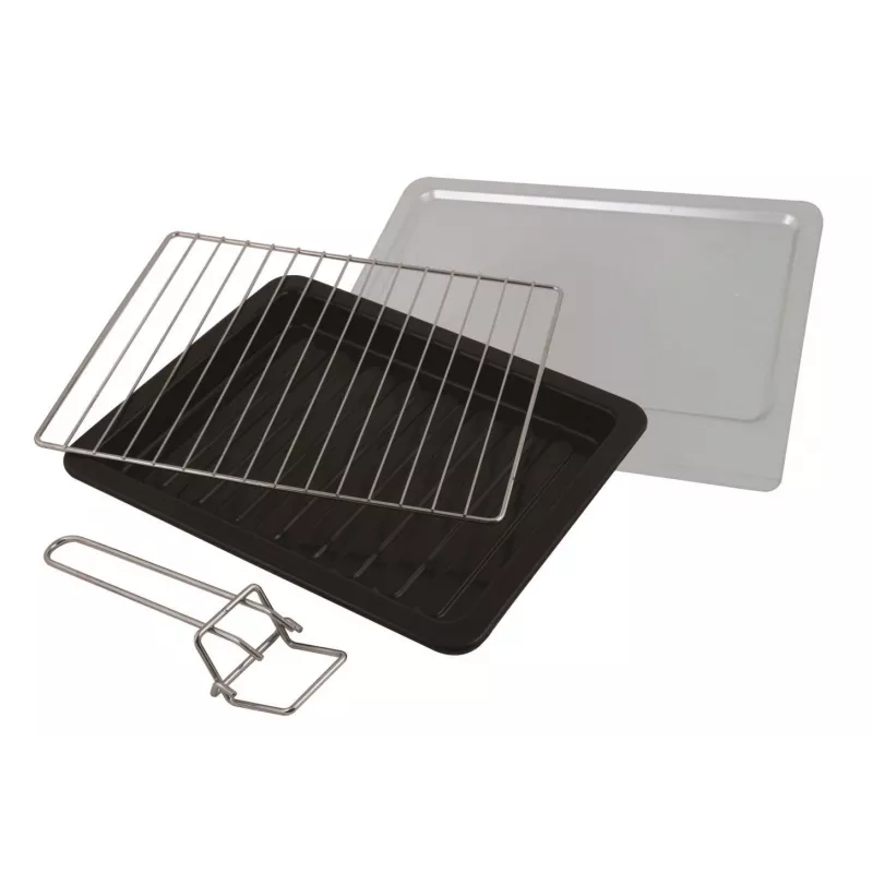 Mini orkaitė ESPERANZA EKO008N — 20 L, 1280–1300 W, iki 230°C, 60 min mechaninis laikmatis, besisukantys reguliatoriai, stiklinės durelės, laisvai pastatoma