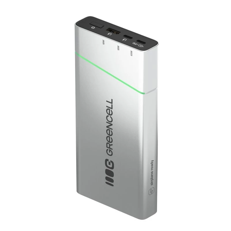 Nešiojama baterija Green Cell BPLGC20P 20800 mAh Li‑Ion, USB‑C PD 65W, 2x USB‑C + 1x USB‑A, aliumininis korpusas