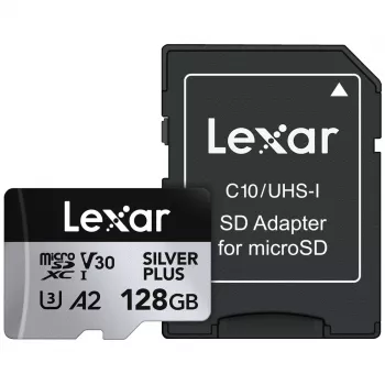 „Lexar 128GB UHS-I MicroSDXC Professional SILVER PLUS“ – atminties kortelė