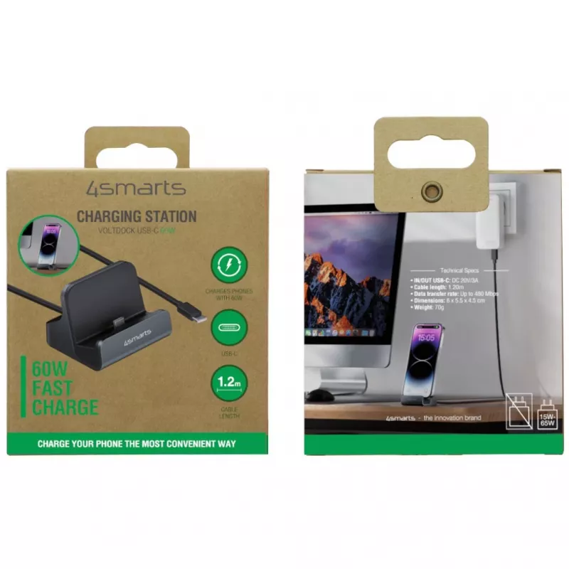 4smarts Įkrovimo Stotelė VoltDock USB-C 60W Pilka (541426)