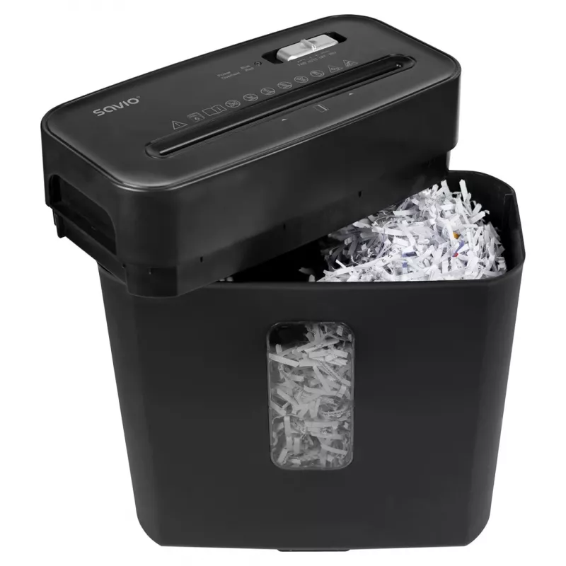 Popierių smulkintuvas SAVIO ND-01, kryžminis pjovimas 4 x 32 mm, 11 l talpa, 230 W, juodas, 72 dB