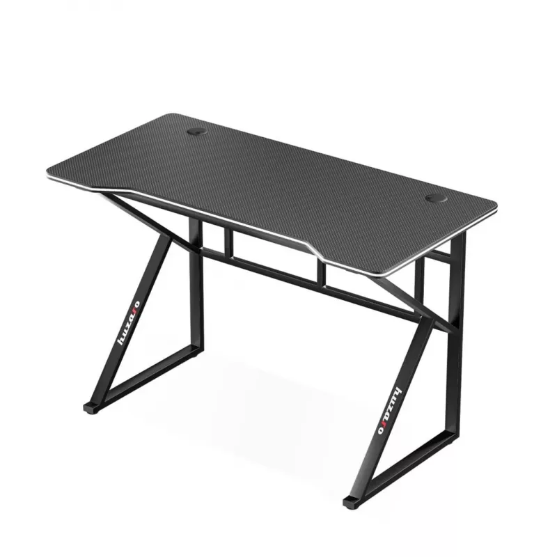 Gaming stalas huzaro Hero 1.6 Black – tiesus MDF/anglies stalviršis 1200×600×750 mm, metalinis rėmas