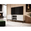 PAFOS RTV spintelė ant juodas plieninis rėmas 150x40x60 cm baltas matinis