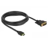 DeLOCK HDMI / DVI-D laidas, 2,0 m, triguba izoliacija, juodas, su varžteliais (85654)