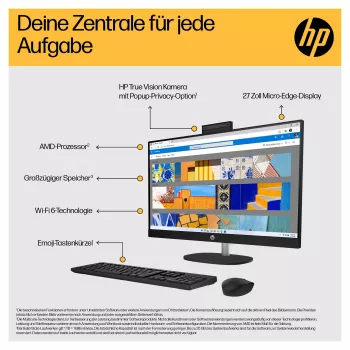 HP 27-cr0471ng All-in-One - Ryzen 7 7730U - RAM 16 GB - SSD 512 GB - NVMe - Radeon Graphics - 1GbE, Wi-Fi 6, Bluetooth