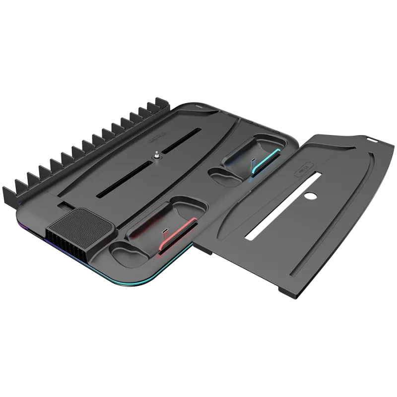 Aušinimo stovas CANYON CS-51 RGB PS5 Slim juodas su dviejų valdiklių įkrovimu
