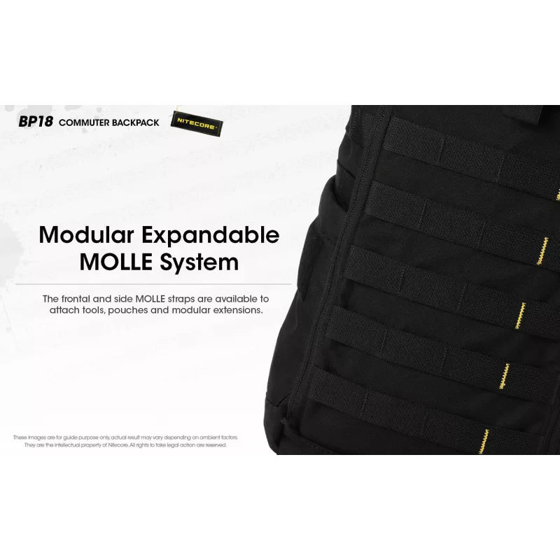 Kelioninė kuprinė Nitecore BP18 – juoda nailono/poliesterio, 240×160×470 mm